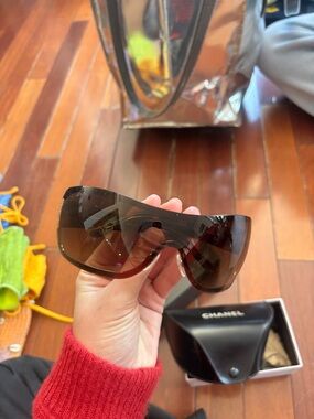 CHANEL Brown Shield Sunglasses Women's Designer Accessory